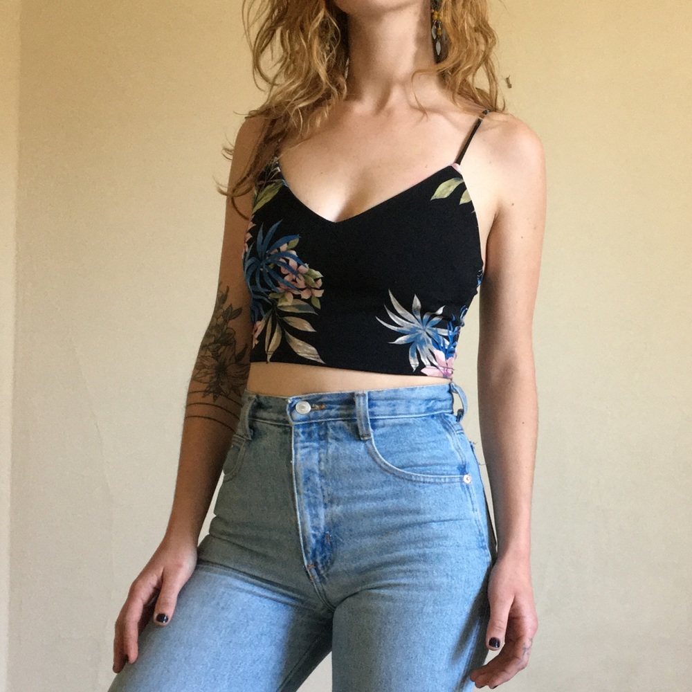 Blue Blush Floral Crop Top